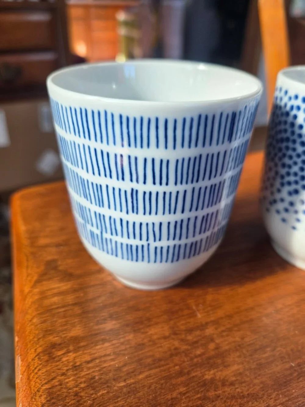 ikea cups/sake/ blue and white assorted colors one cup measures 3.5 inches
